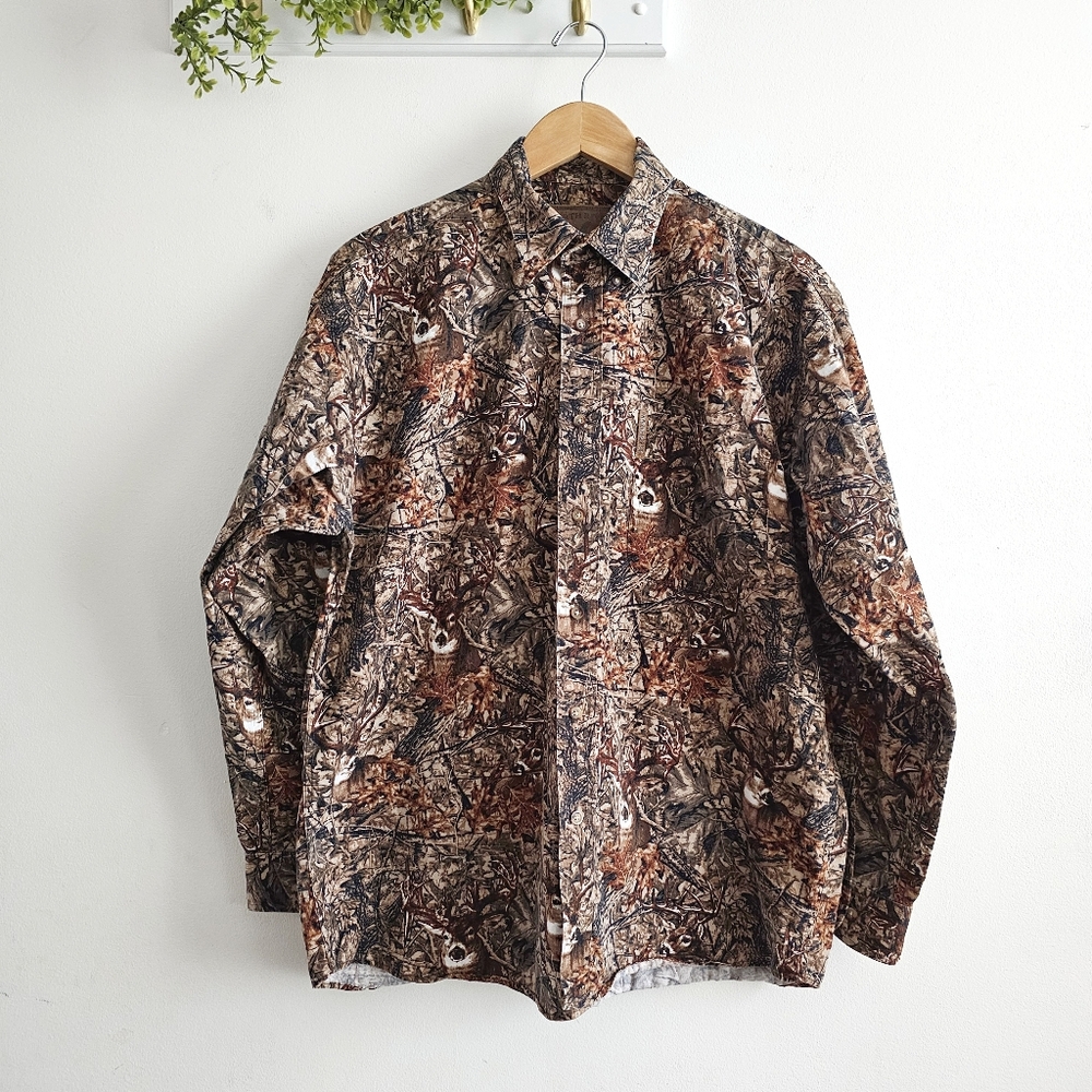 🦌 North River Outfitters Deer Camo Button Down Hunting Shirt Mens M Cotton